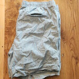 Linen Summer Shorts Green Stripes XXL
